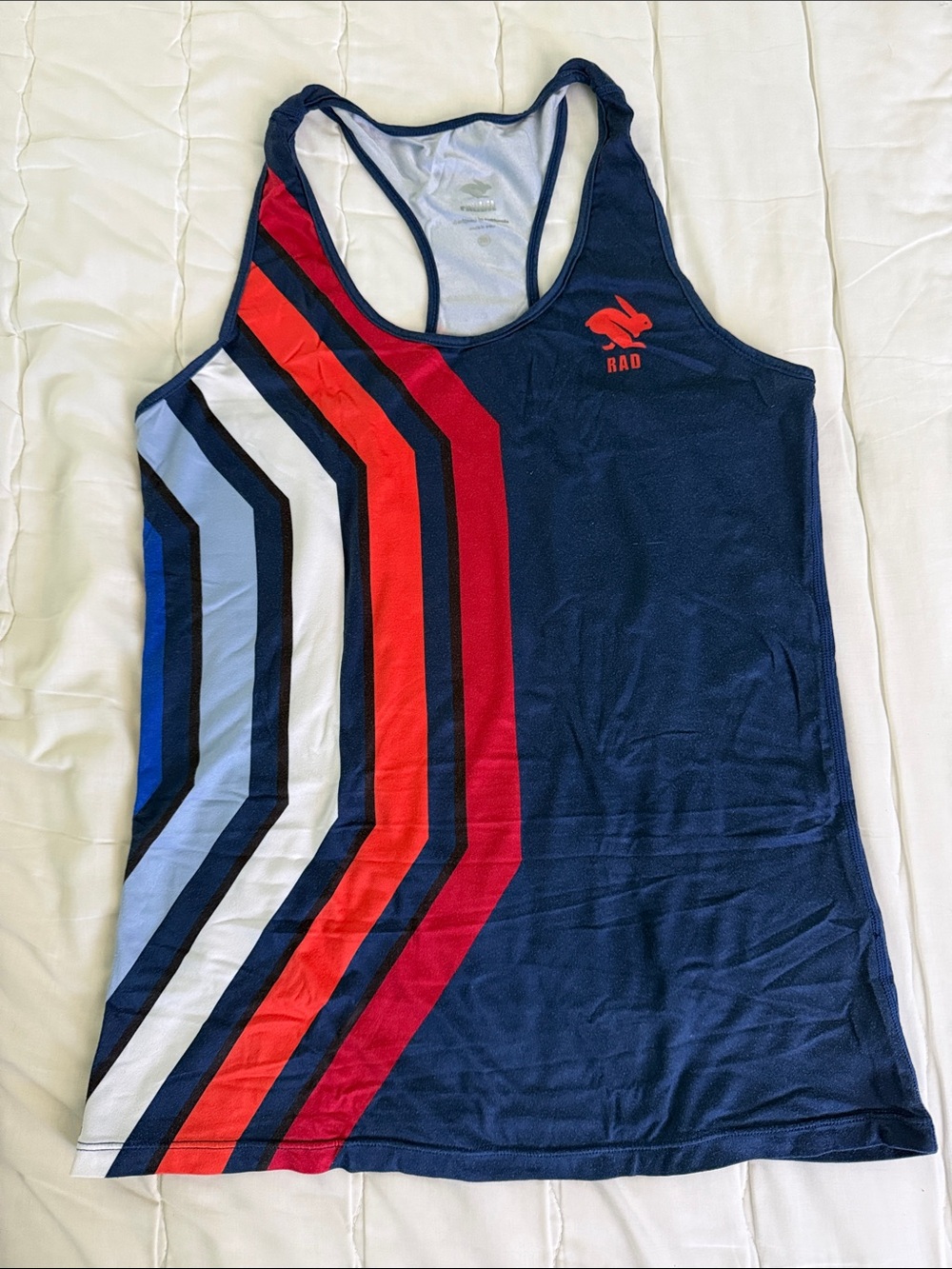 Rad Rabbit Tank Top - Navy, Red, White, Light Blue size small
